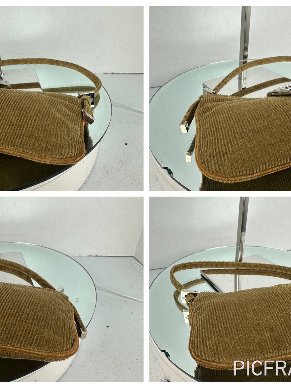 Fendi Corduroy Baguette Shoulder Bag – Brown Corduroy FF Buckle Mini Bag - Picture 3 of 7